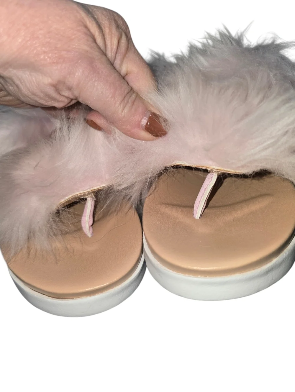 UGG Holly Fluffy Sandals Kids Seashell Pink Sheepskin Velcro Strap NWOT Girls 4